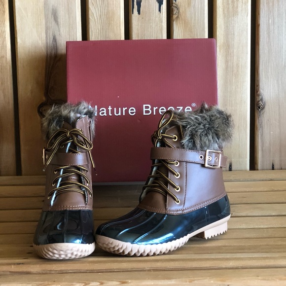 NWT Vegan Duck Boots w/Faux Fur Detail - Picture 1 of 5